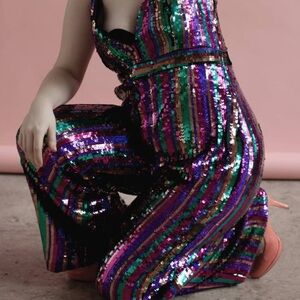 Outstanding festive summer shiny sequin glam romper! Size 12/14